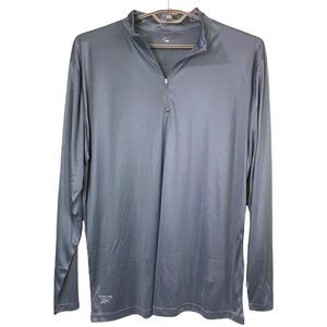 Mens Reebok Silver Gray 1/4 Zip Long Sleeve Active Top Size XL